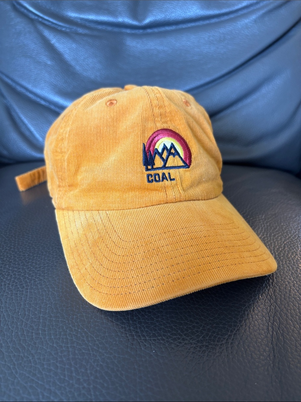 Coal Corduroy Low Profile Dad Hat Mustard with Embroidered Logo OS